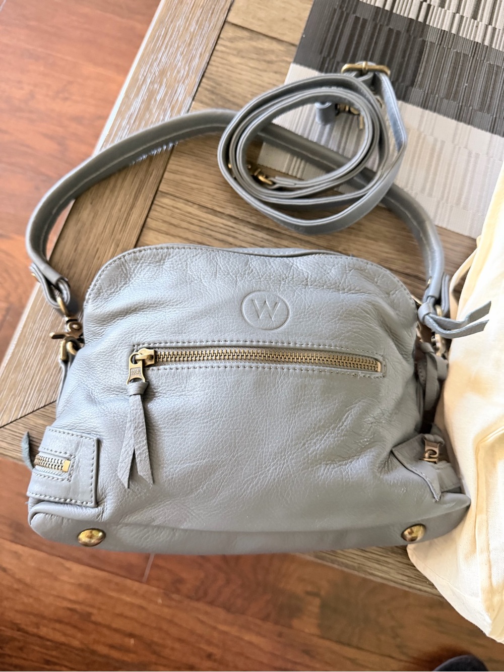Gray Leather Crossbody Bag - Picture 3 of 10